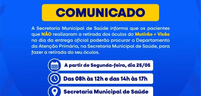 Mais cuidado com a saúde visual da nossa população!